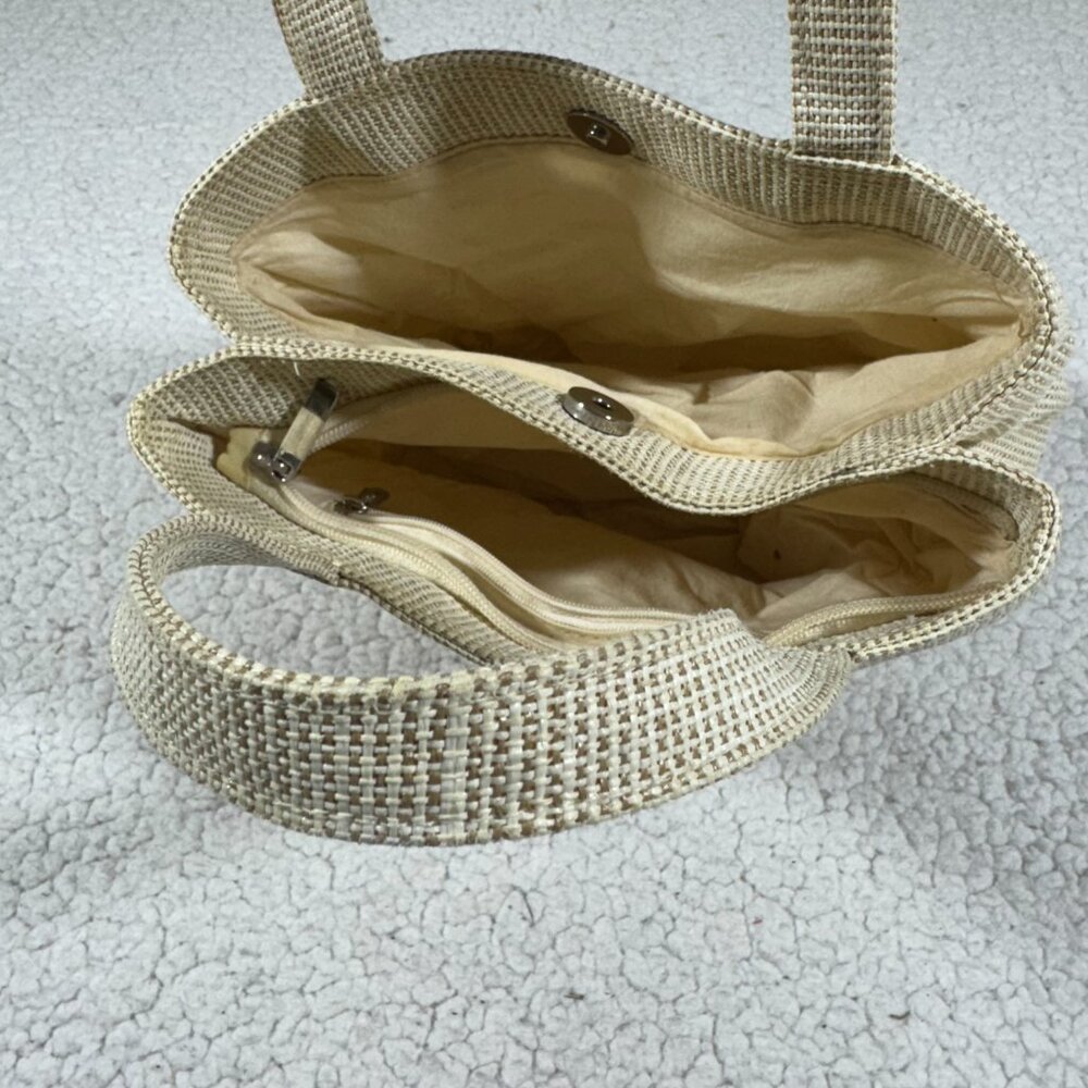 Esprit 1990s Y2K Vintage Raffia Mini Tote Bag Magnetic Closure Cottagecore - Picture 3 of 9